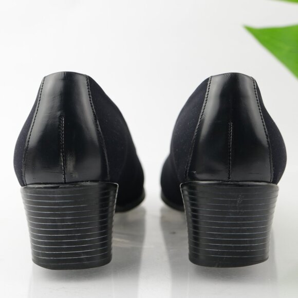 Munro Womens Julie Pump Size 11 NARROW Navy Satin Cap Toe Block Heel Slip On - Picture 4 of 12